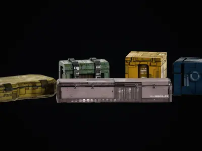 SciFi Crates Pack Vol 1 Low-poly 3D model