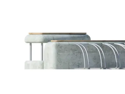 Urban Furniture with Seat Table and Bike Rack  3D model