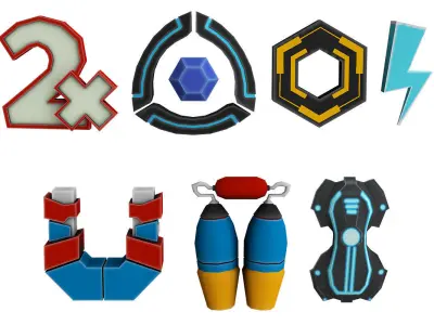 Low poly cartoon Game details 3d models pack Low-poly 3D model