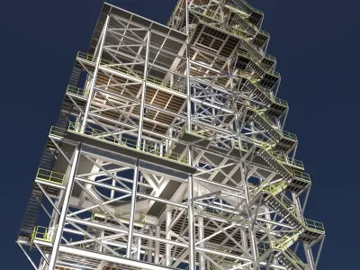 Industrial tower building in structure 26i02 3D model