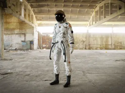 Midpoly female astronaut 3D model Low-poly 3D model