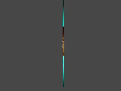 Gold and Blue double-bladed lightsaber Low-poly 3D model
