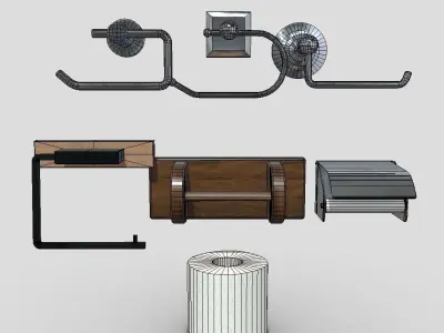 Toilet Roll Holder Pack Low-poly 3D model