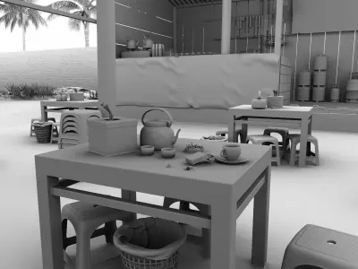 MYANMAR TEA SHOP 3D model