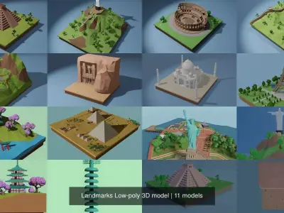 Landmarks Low-poly 3D model great wall of china 3D Model Pack