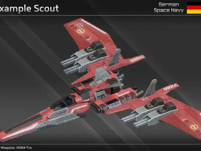 GSN Spaceship Modular Fighter Kit Low-poly 3D model