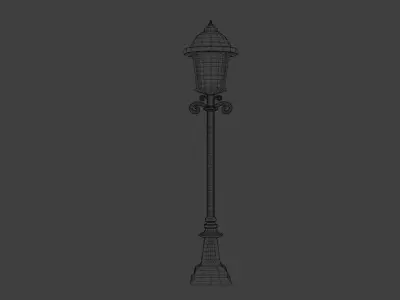 Stylized Vintage Street Lamp 3D Model Low-poly 3D model