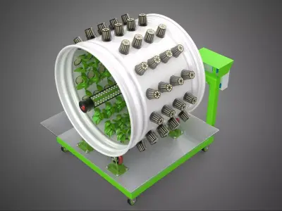 ROTARY HYDROPONIC RADIAL SPIN GARDENING PLANT FARM SYSTEM WHEEL 3D model