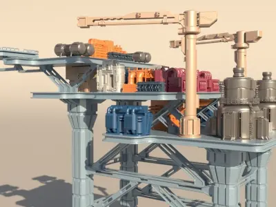 Sci-fi OilRig for 3Dprint 3D print model
