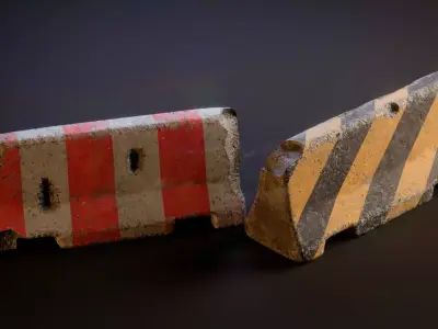 Weathered Concrete Barriers Free low-poly 3D model