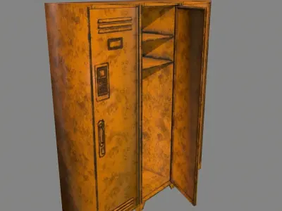 locker 3 orange metal lamp Low-poly 3D model