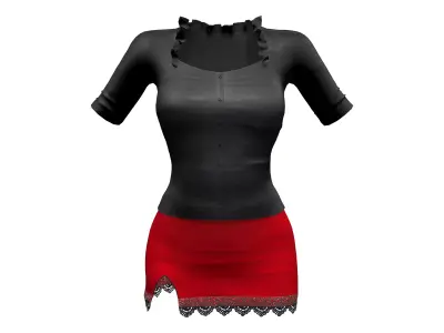 Semi Formal Secretary Outfit Low-poly 3D model