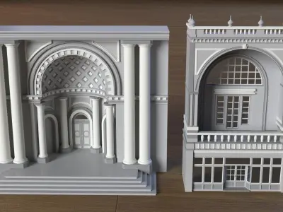 Building Facade Collection 8 - 20 pieces Low-poly 3D model