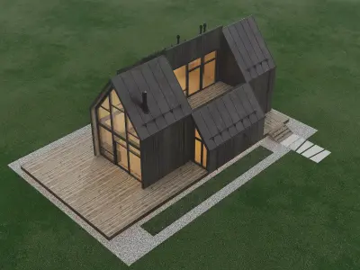 Black Barn House 3D model