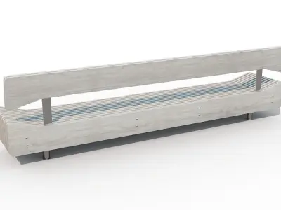 Wooden ribbed bench 3D model