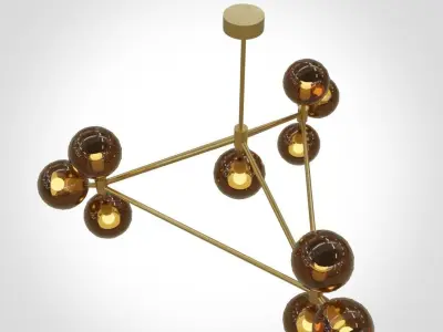 Modo Chandelier 3 Sided 10 Globes Free 3D model