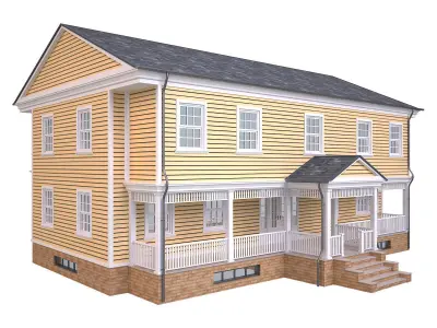 House 5 two story Low-poly 3D model