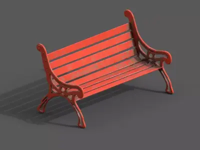 Old Street Bench Low-poly 3D model