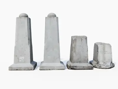 Street concrete barrier Low-poly 3D model