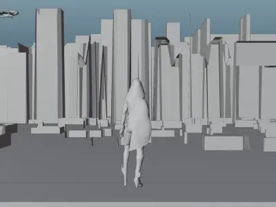 Sci-fi city cyberpunk include all assets and textures Low-poly 3D model