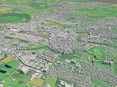 Edinburgh Scotland UK 25x25km 3D City Map 3D model