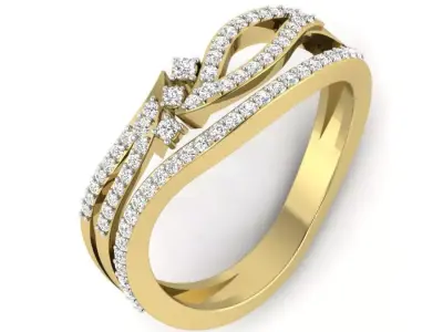 light weight  Yellow gold diamond rings-PR-361 DIA 3D print model