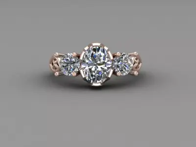 Rose Gold Women Diamond Ring 3D print model 3D print model 64