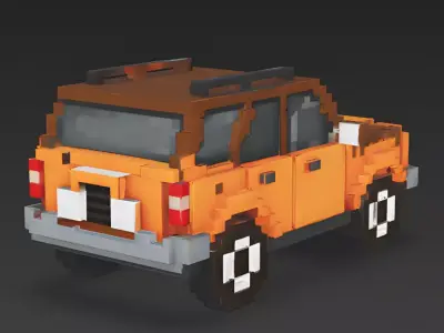Retro Explorer Voxel SUV 3D Model Low-poly 3D model