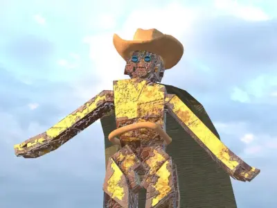 Cowboy Droid Low-poly 3D model