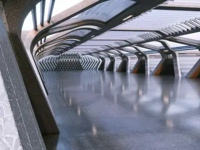 Modern Futuristic Corridor- Architectural Background- V1U4 3D model