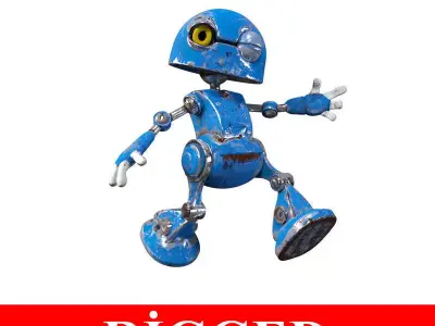 3D Rusty Robot Low-poly 3D model