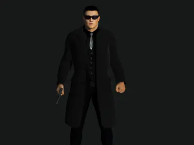 3D REALISTIC HUMAN RIGGED CHARACTER - ASIAN BODYGUARD MAN Low-poly 3D model