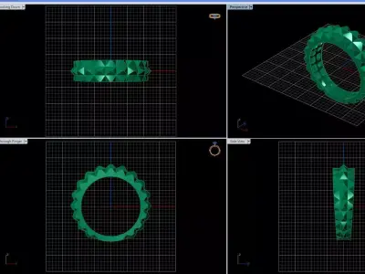 All Over Faceted Pyramid Ring 3D print model