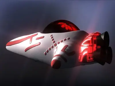 Basic Red Lines Spaceship Low-poly 3D model