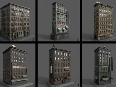 5-10 Old New york buildings Coffeshop 1930 3D model