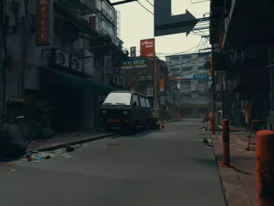 Cyberpunk Neon Alley Asian Hong Kong Street Low-poly 3D model