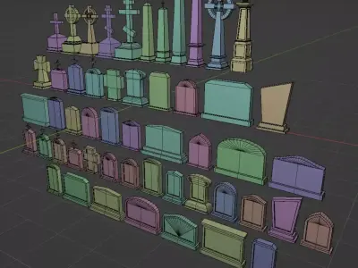 Tombstone Assets Low-poly 3D model