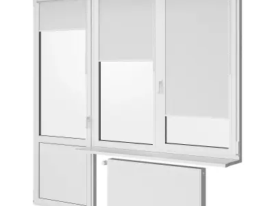 Windows window with two and radiator 3D model