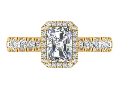 Radiant-Cut Halo Diamond Engagement Ring 3D print model