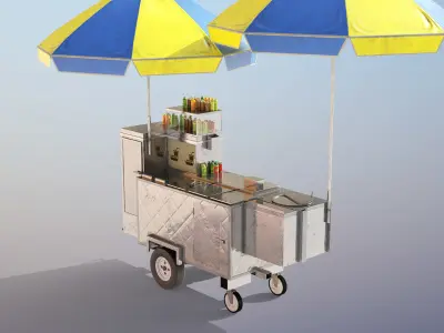 Hot-Dog Cart - PBR Low-poly 3D model