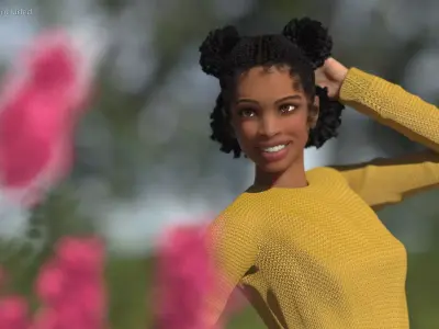 Street Style Light Skin Black Teenage Girl Rigged for Maya 3D model
