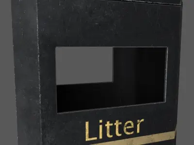 Derby E Slimline Litter Bin Low-poly 3D model