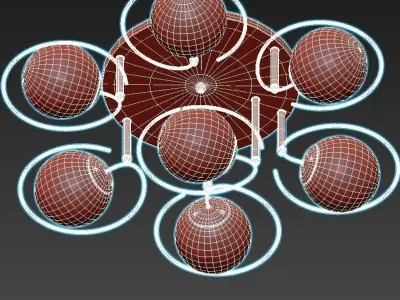 st-luce-galio-sl418-402-07 six light ceiling fixture with gla... 3D model