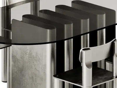 TAVOLO 2 Table by Pulpo and SILO Aluminium chair by Found 3D model