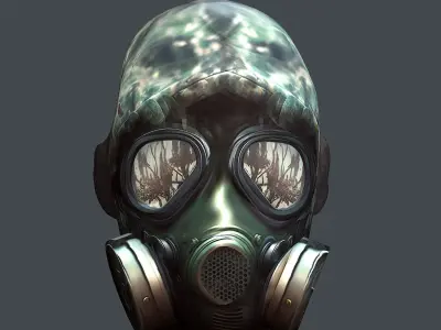 Gas mask helmet 3d model military combat fantasy cyborg  Low-poly 3D model