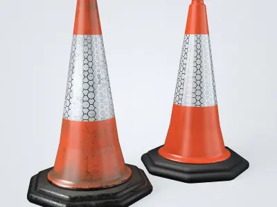 Traffic Cone Low-poly 3D model 41
