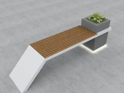 Modern Bench Street and Garden 4 3D model