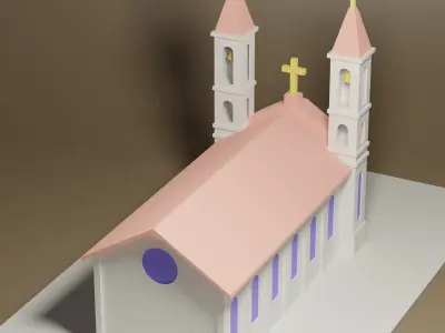 lowpoly Cartoon Church Low-poly 3D model