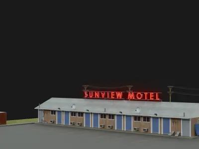 American Motel 3D Model Low-poly 3D model