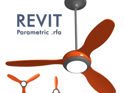 Revit Parametric Modern Ceiling Fan 3D model